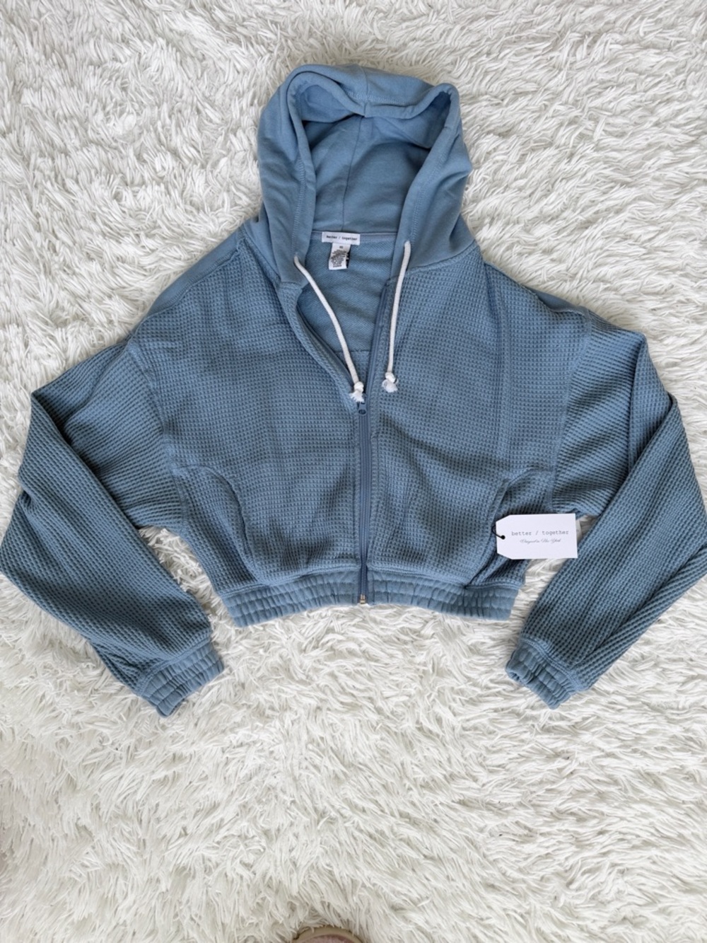 Better Together Waffle Knit Textured Hoodie Size XS